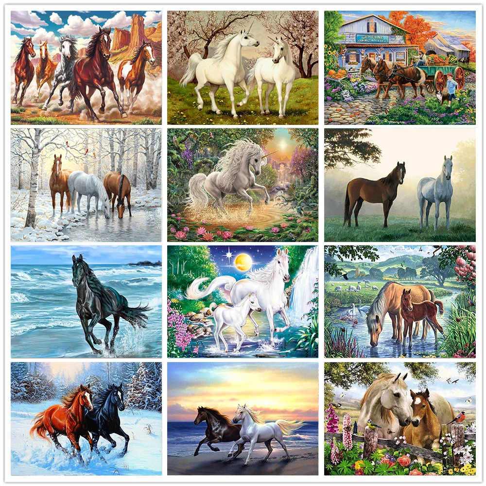 

Round diamond painting 5D DIY diamond embroidery mosaic animal horse rhinestone art kit home decoration handmade gifts