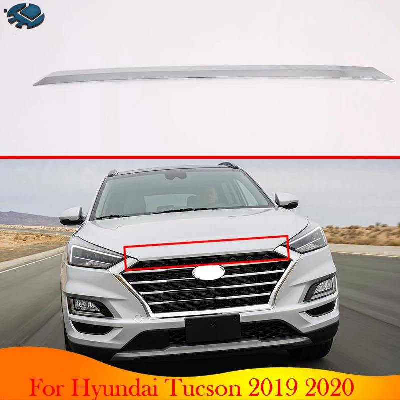 

For Hyundai Tucson 2019 2020 ABS Chrome Front Hood Bonnet Grill Grille Bumper Lip Mesh Trim Cover Molding