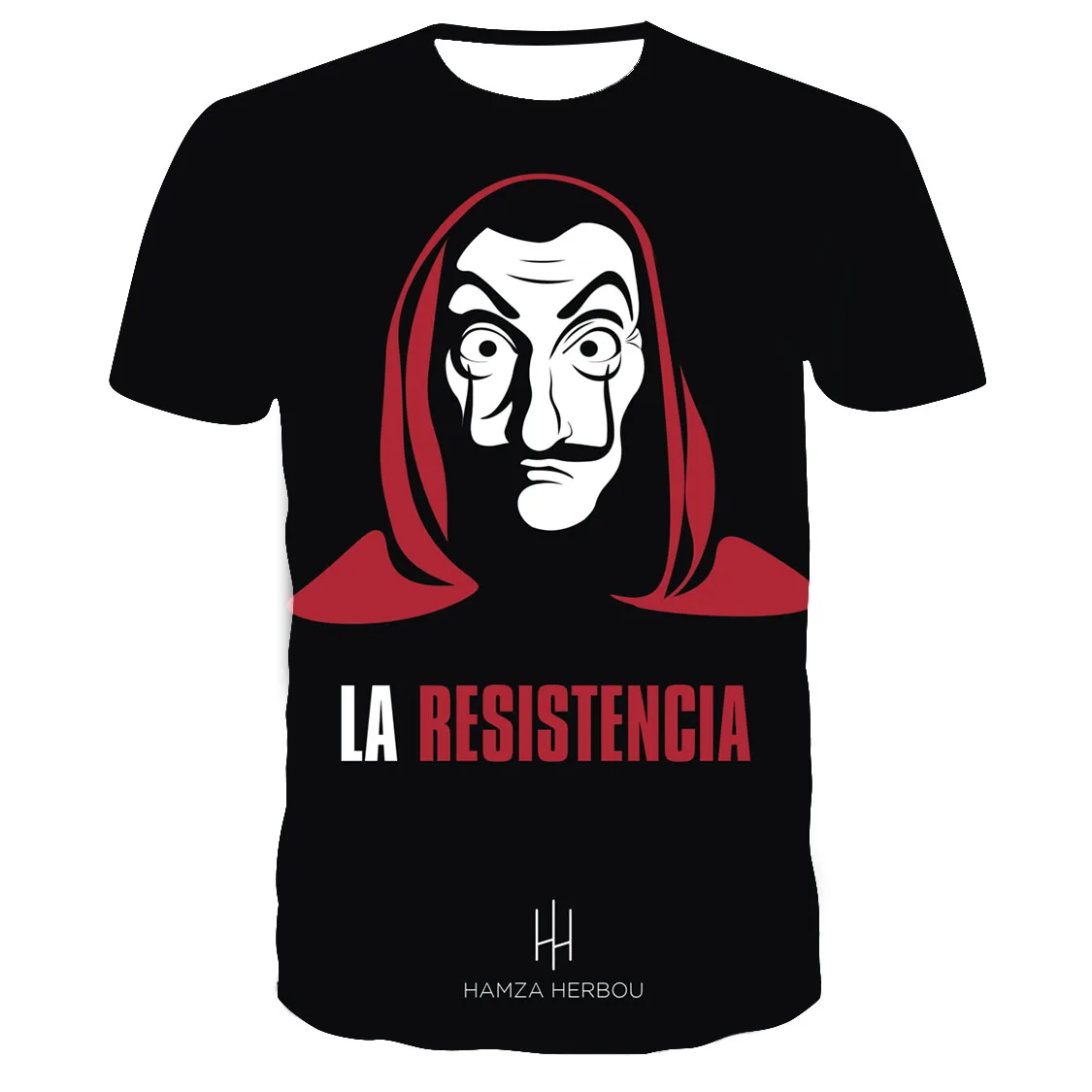 

Funny Mask 3D Printing Men's Women's Casual Short-sleeved Black Casual T-shirt