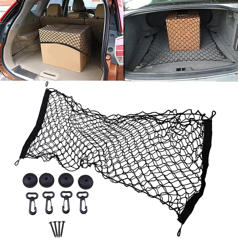 

Posbay эластичная сетчатая Сетчатая Сумка для багажника, автомобильный органайзер для хранения спинки сиденья, Сетчатая Сумка для багажа, кар...