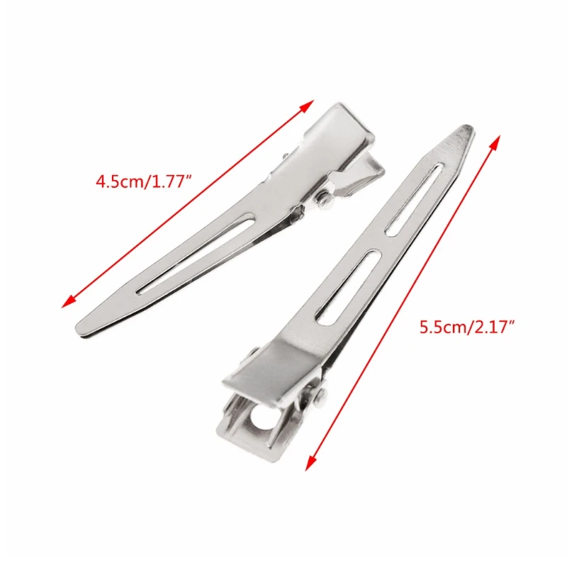 

24Pcs Single Prong Curl Duck Bill Hair Clips Silver Sectioning Hairpins Metal Modelling Positioning Alligator Clamp