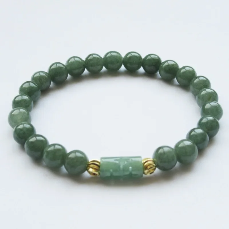 Customized Natural Jade Emerald 6mm Oil Green Bead Elastic Bracelet Bangle Jewellery Fashion Accessories DIY Woman Luck Amulet