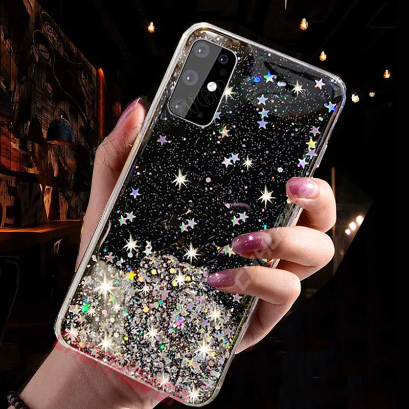 Прозрачный блестящий чехол со звездами для Samsung Galaxy A51 A71 A70 A50 A30 A40 A20 A10 A80 A90 A20S A10S A20E
