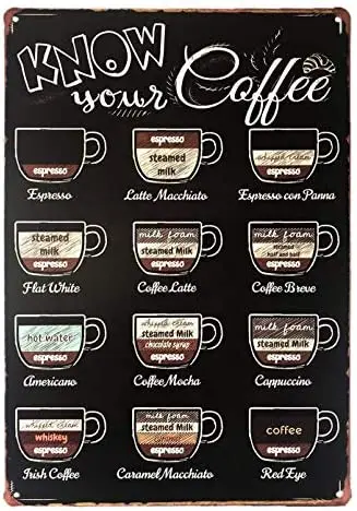 

Metal Coffee Sign, Coffee Vintage Retro Kitchen Metal Sign Wall Home Decor 12 x 8 Inches