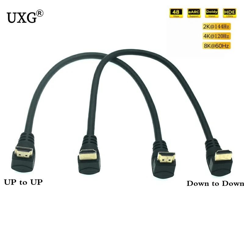 

8K@ 60HZ Short 90 degree right angle HDTV compatibl Cable Double down angle HDTV Male to Male M/M cable 0.3M 0.6m 1.8m