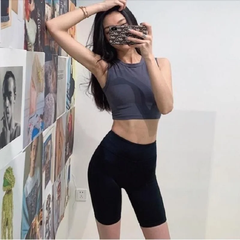 

Women's Cycling High Waist Sport Black Shorts Tights Elastic 5-point Running Gym Pants 2021 Fashion Woman Summer Plus Size