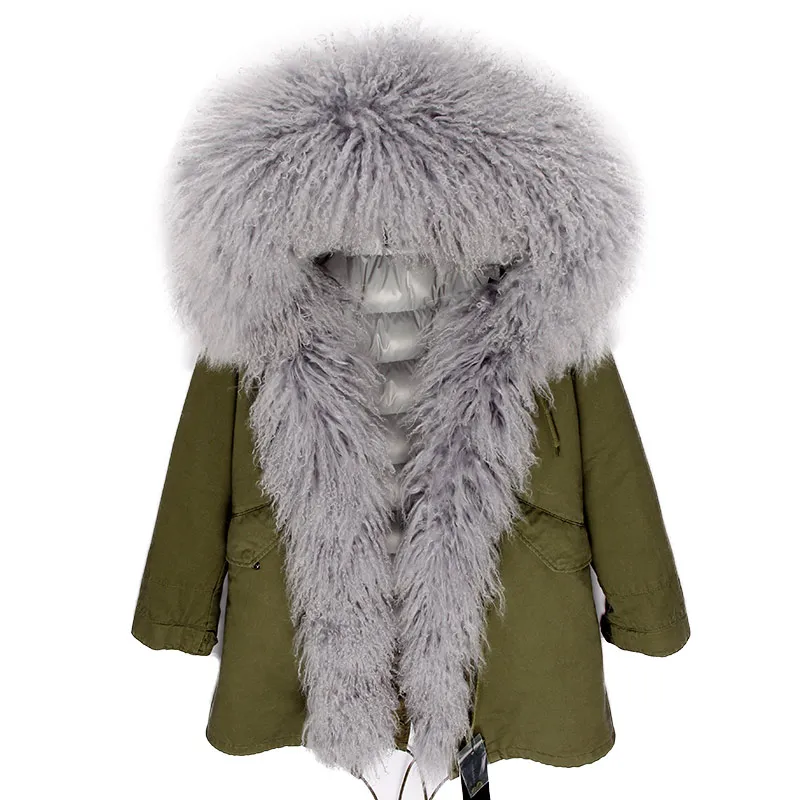 

LIBIELIY Women's fur coat Pop Down jacket Luxurious lamb fur parka Winter sheep fur Hooded Coat Women's jacket
