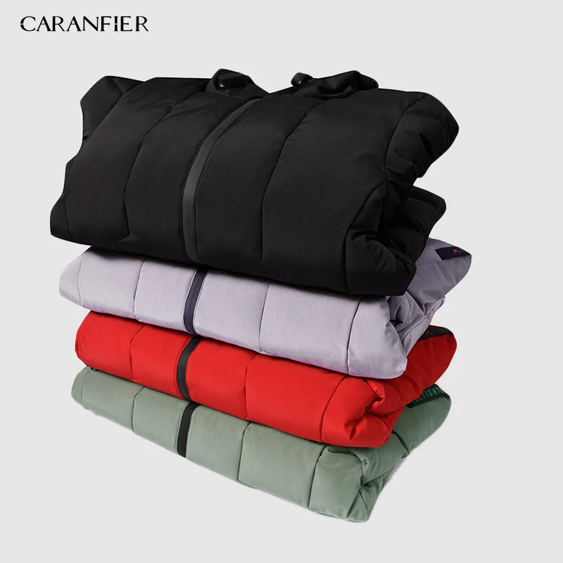 Мужская парка CARANFIER, Прямая поставка, модная мужская зимняя куртка, пальто с капюшоном, теплое мужское зимнее пальто, повседневное облегающее Мужское пальто