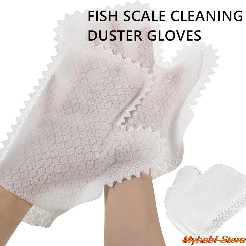 

10pcs Fish Scale Cleaning Duster Gloves Disposable Non-woven Gloves for Window Grooves Glass Tableware Household Cleaning Tools