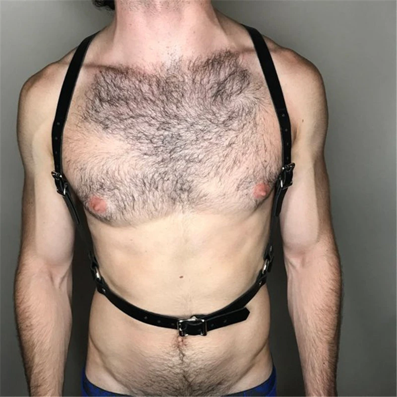 Пикантные Для мужчин из искусственной кожи гей нагрудного ремня в готическом