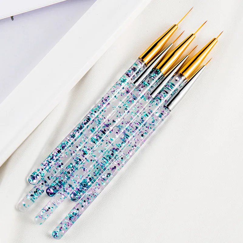 

3pcs Acrylic Handle Manicure Brush Ultra-thin Line French Flower Line Carving Stripe Pen Nail Art Liner Drawing Pen UV Gel Brush