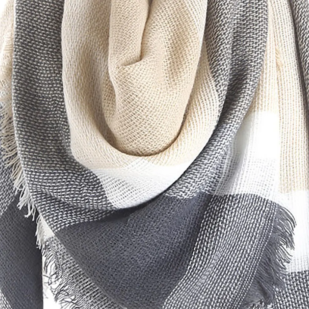 Роскошный брендовый кашемировый зимний шарф для женщин шерстяной в клетку