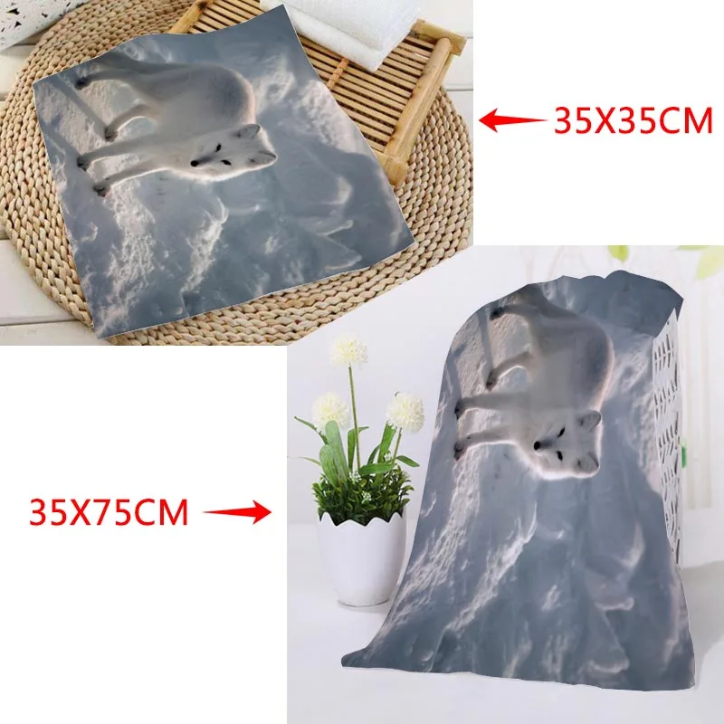 Полотенца квадратные из микрофибры с принтом Арктическая лисица 35x35 см 35x75 | Дом и