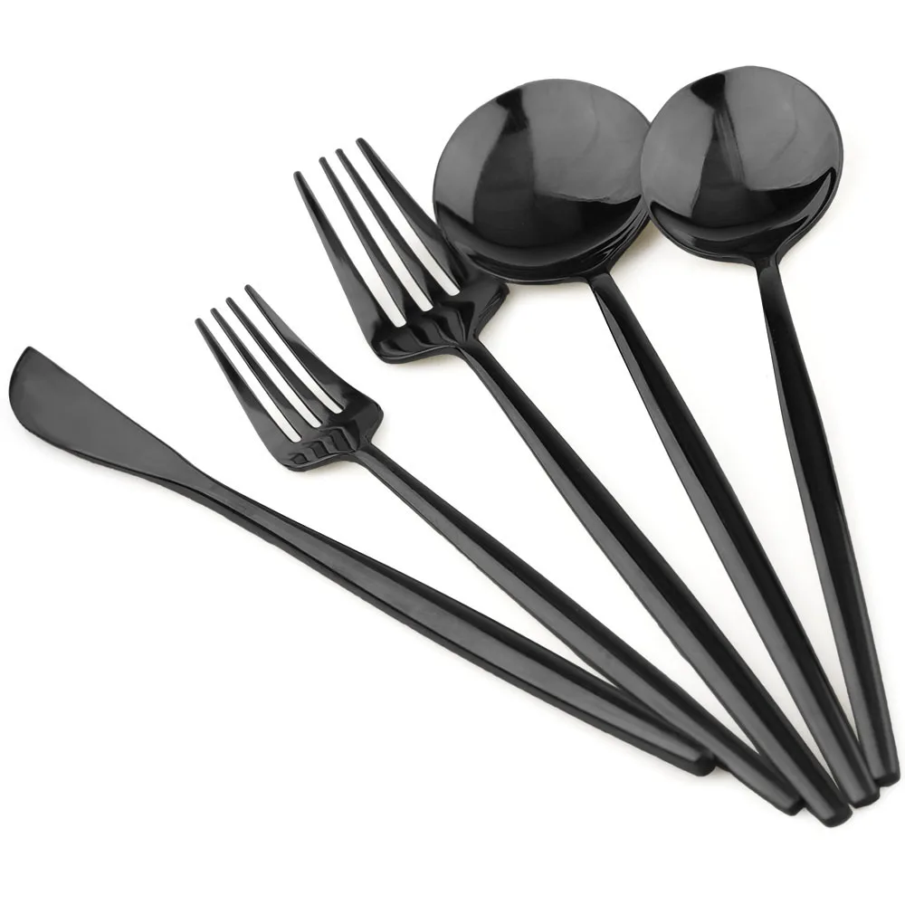 Роскошный набор столовых приборов черного и золотого цвета из нержавеющей стали