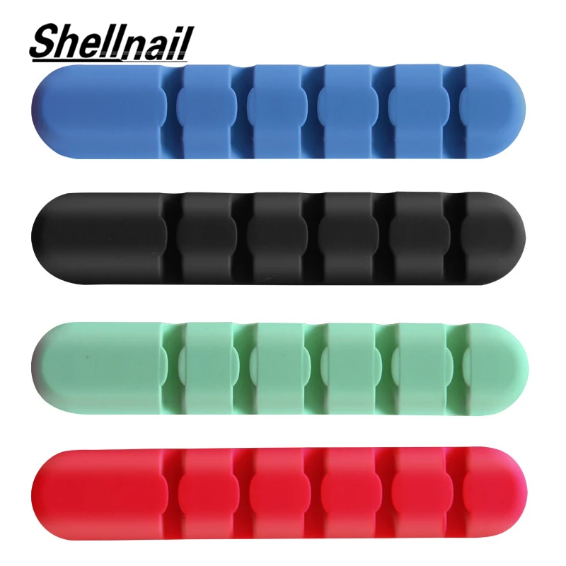 

Shellnail Cable Organizer Silicone USB Cable Winder Flexible Wire Retention Management Clips Headphone Cable Holder Protector