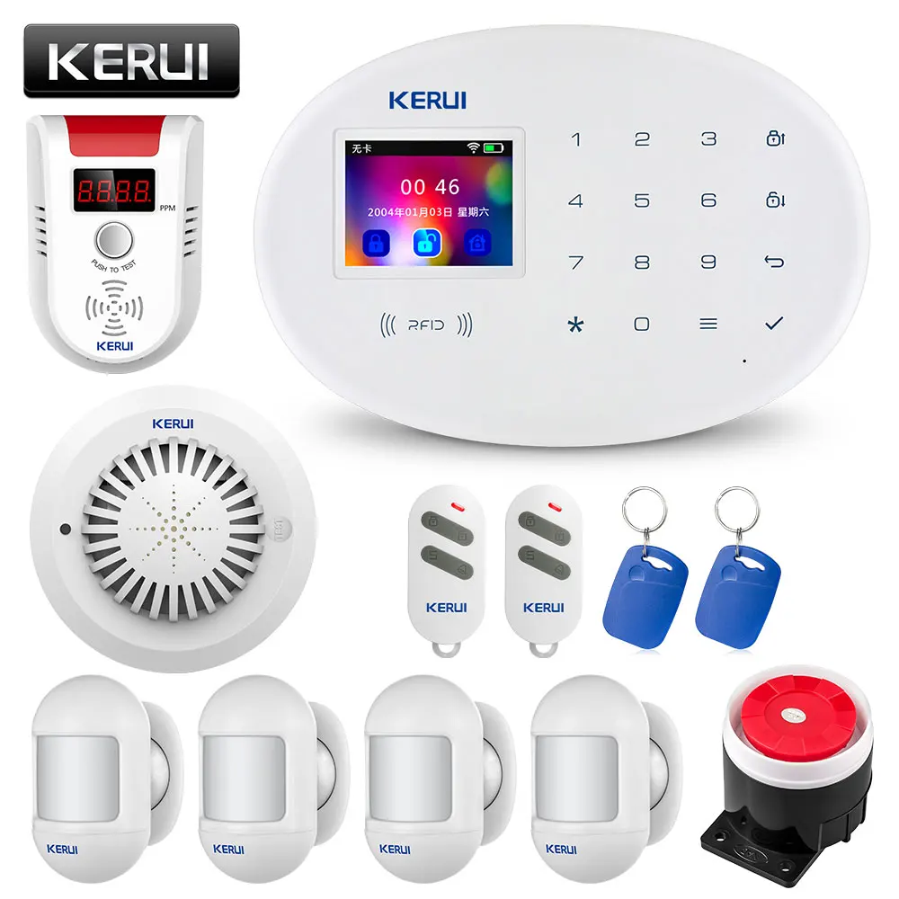 Система охранной сигнализации KERUI W20 WIFI GSM детектор газа Somke красная и черная