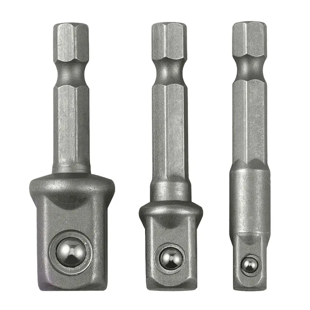 3pcs Socket Nut Driver Adaptor Set 1/4" 3/8" 1/2" SDS Drill Chuck Adapter Power Extension Tool For Hammer Impact | Инструменты