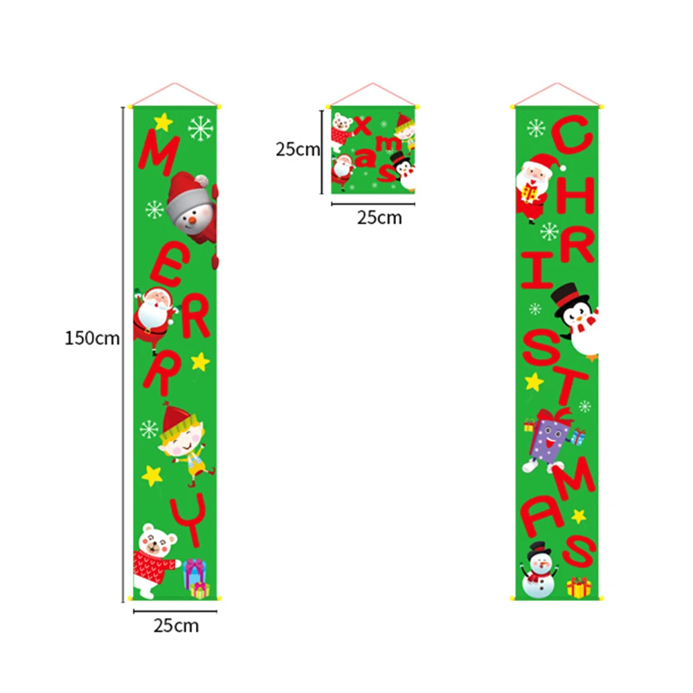 

Merry Christmas Santa Elk Snowman Print Hanging Banner Sign Flag Xmas Door Window Home Wall Decoration