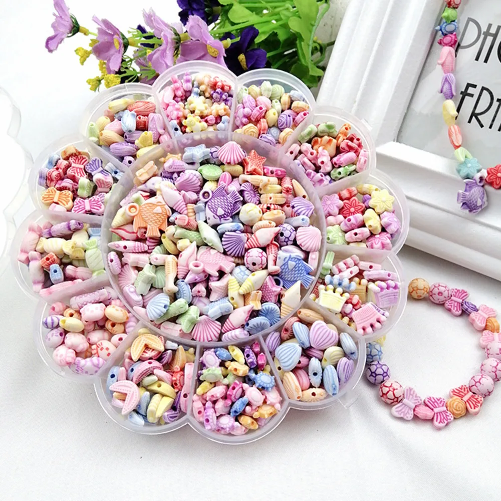 

Acrylic Bead Accessories Puzzle Toys Apple Box DIY Bracelets Necklaces Kids Beads Set Jewelry Making For Children Creative Gifts