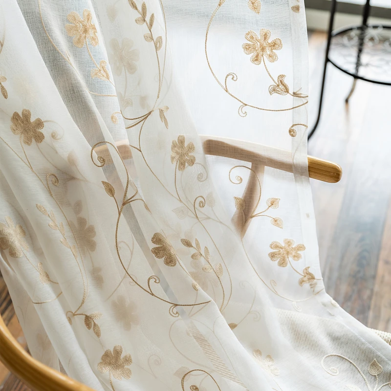 MRTREES вышитые цветочные тюлевые занавески для Гостиная Спальня Кухня прозрачная