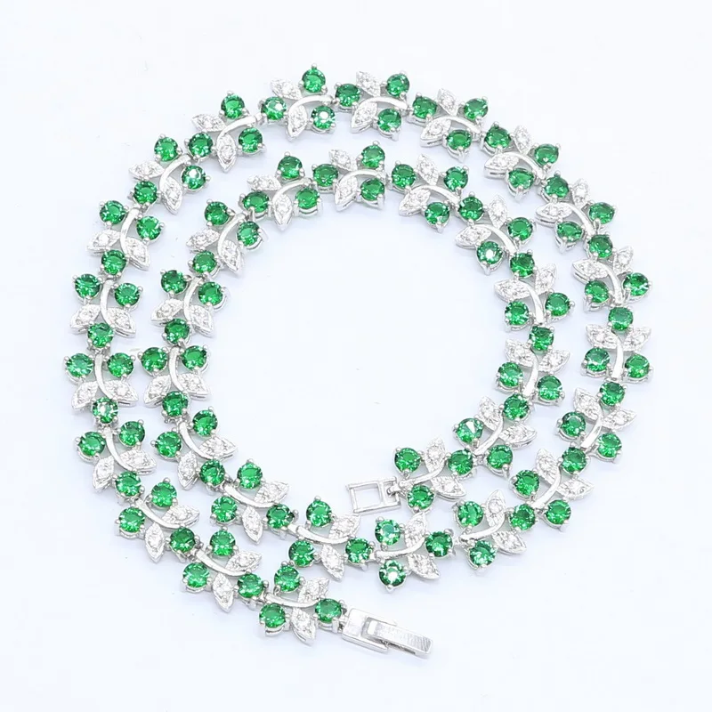 Зеленый черный полудрагоценное ожерелье для женщин Свадьба серебряный цвет