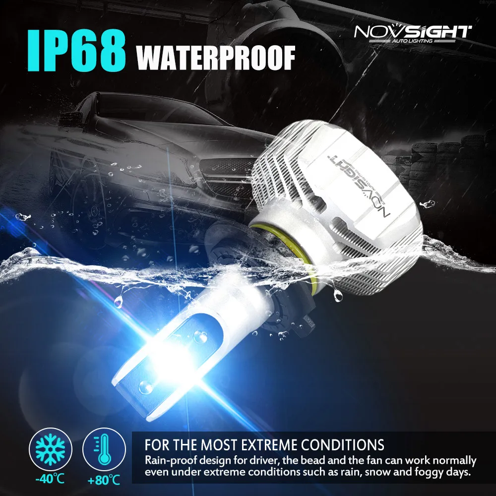 NOVSIGHT H7 светодиодные лампы H4 диодные для авто H1 H8 H11 комплект фар 9005 HB3 9006 HB4 Авто 12V