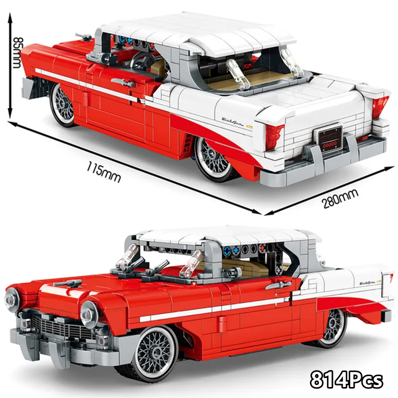 814 шт. классические винтажные строительные блоки для автомобилей город