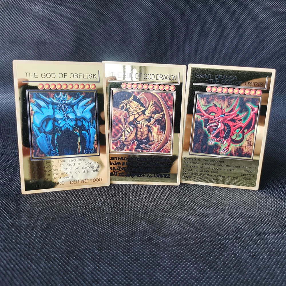 

Yugioh Golden Metal Cards Yu-Gi-Oh Alloy Collection Card Blue Eyes Dark Magicial Obelisk Slifer Ra Kids Christmas Birthday Gift