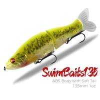 2021top fishing lures 135mm 1oz jointed minnow wobblers abs body with soft tail swimbaits soft lure for pike and bass