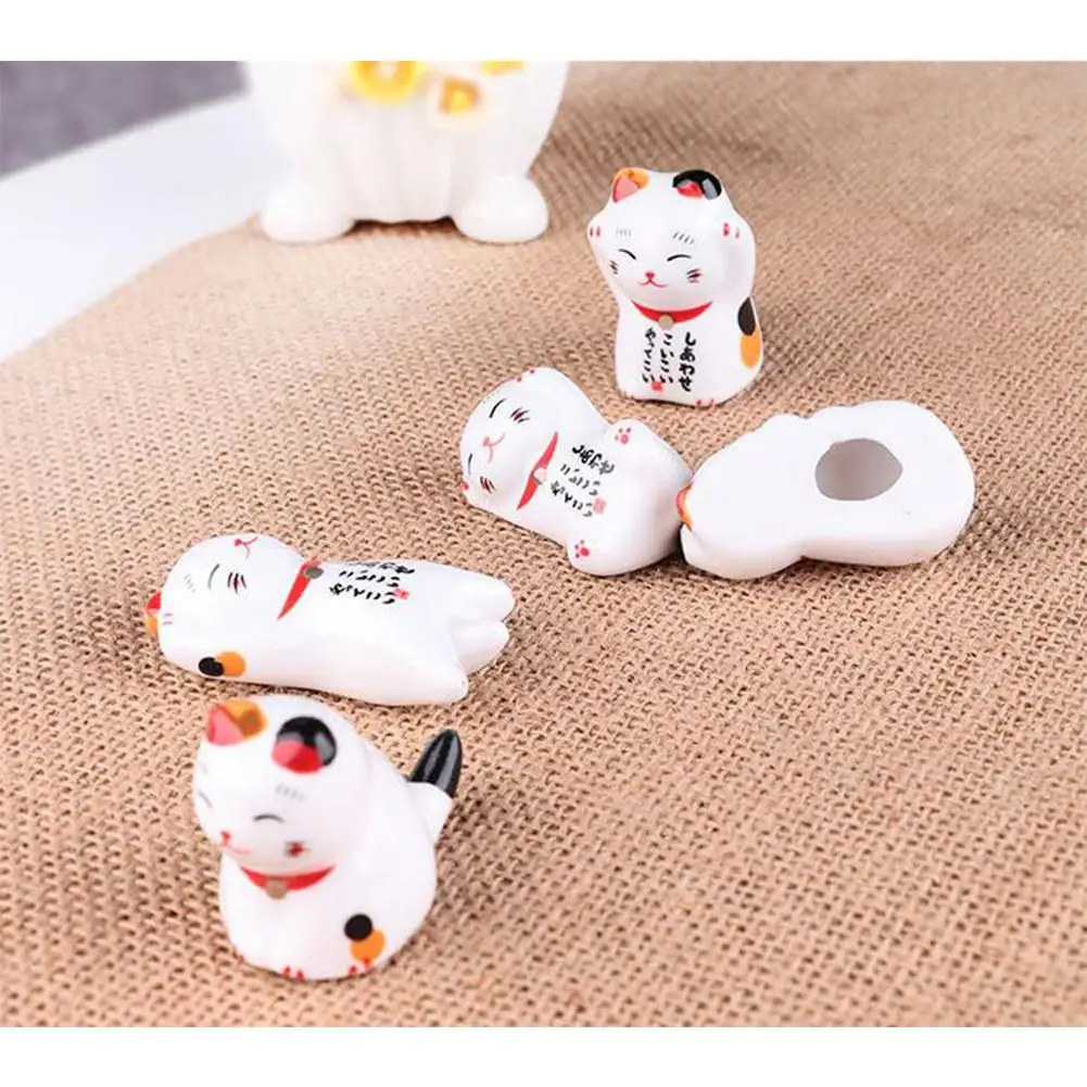 Adeeing 5Pcs/Set Cute Ceramic Fortune Cat Shape Chopstick Rest Penholder for Kitchen Table | Дом и сад
