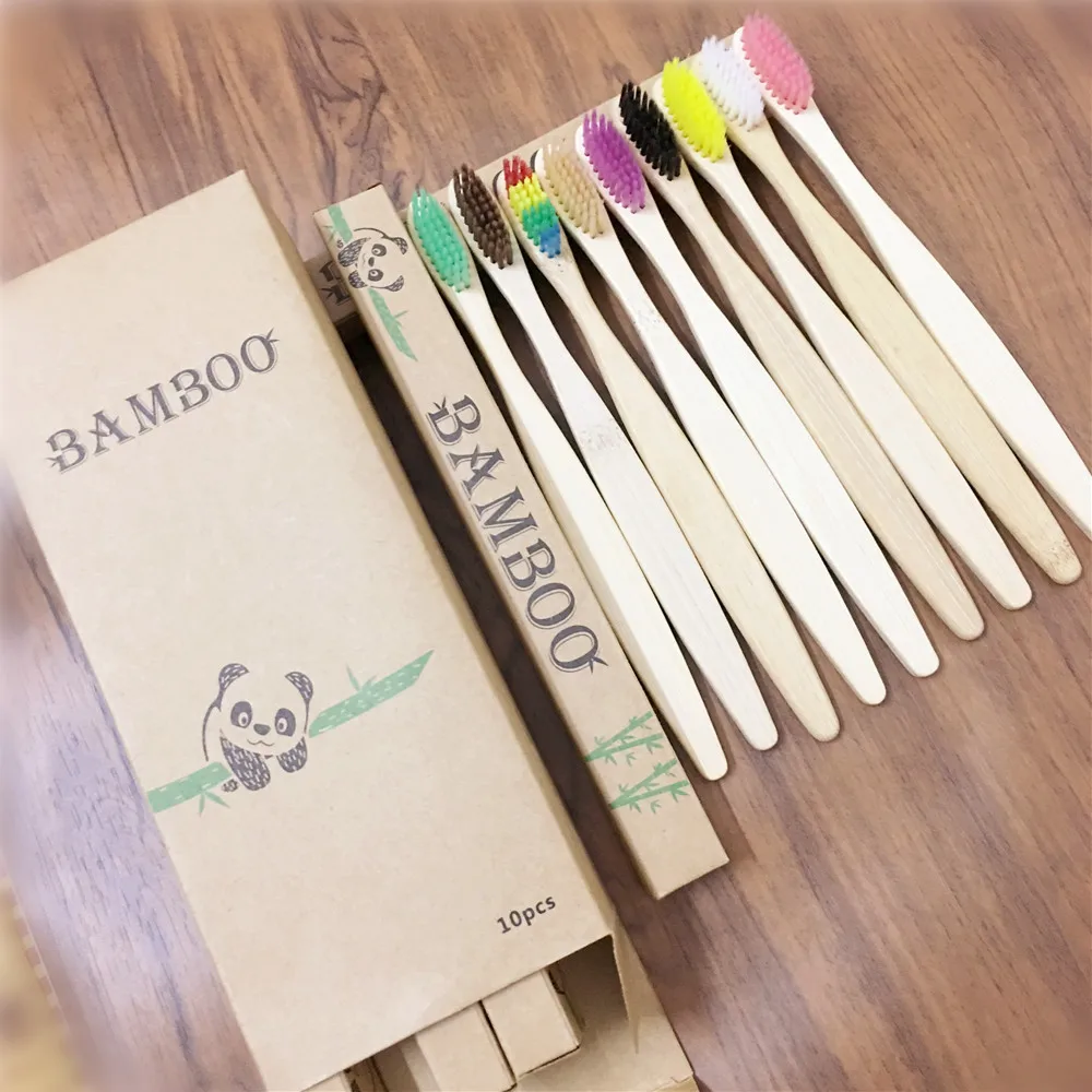 

10packs Bamboo Toothbrush Eco-Friendly Biodegradable Toothbrushes Soft Bristles with travel Teeth brush case Oral Care Adults