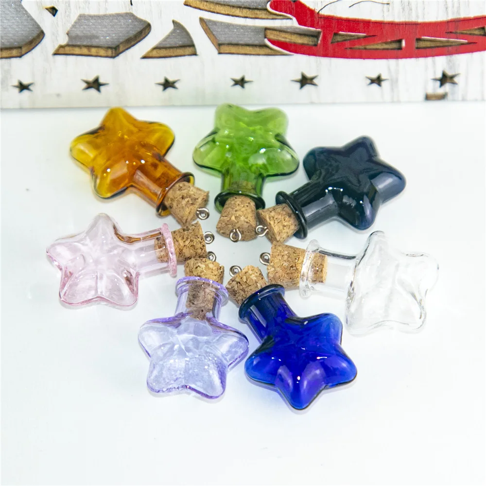 Мини Стеклянная бутылка с металлической подвеска петли милые пробки флаконы