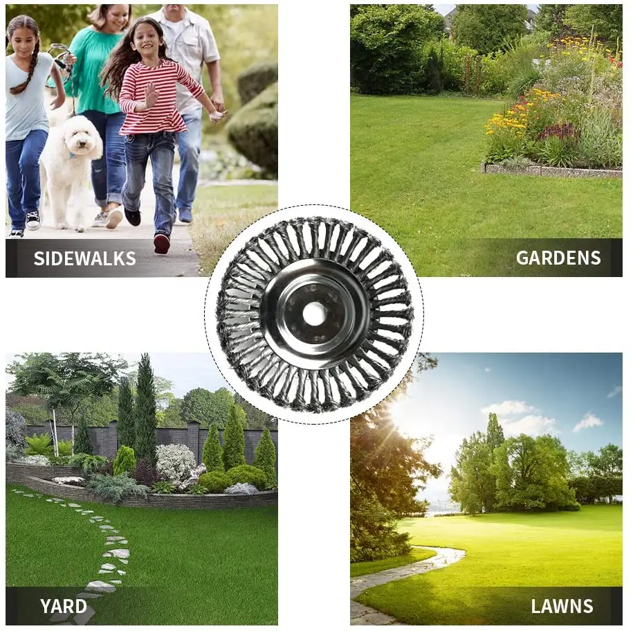 

150mm Steel Wire Wheel Garden Weed Brush Lawn Mower Grass Eater Trimmer Cutter Tools Garden Grass Trimmer Head Weed Brush