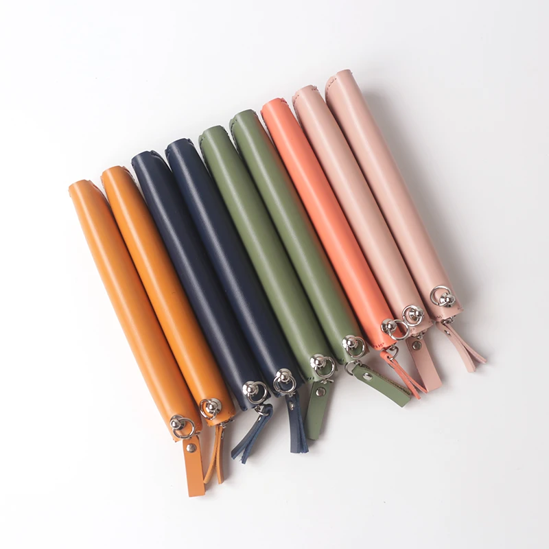 1 шт. кожаный чехол авторучка шариковая ручка на молнии пенал для карандашей