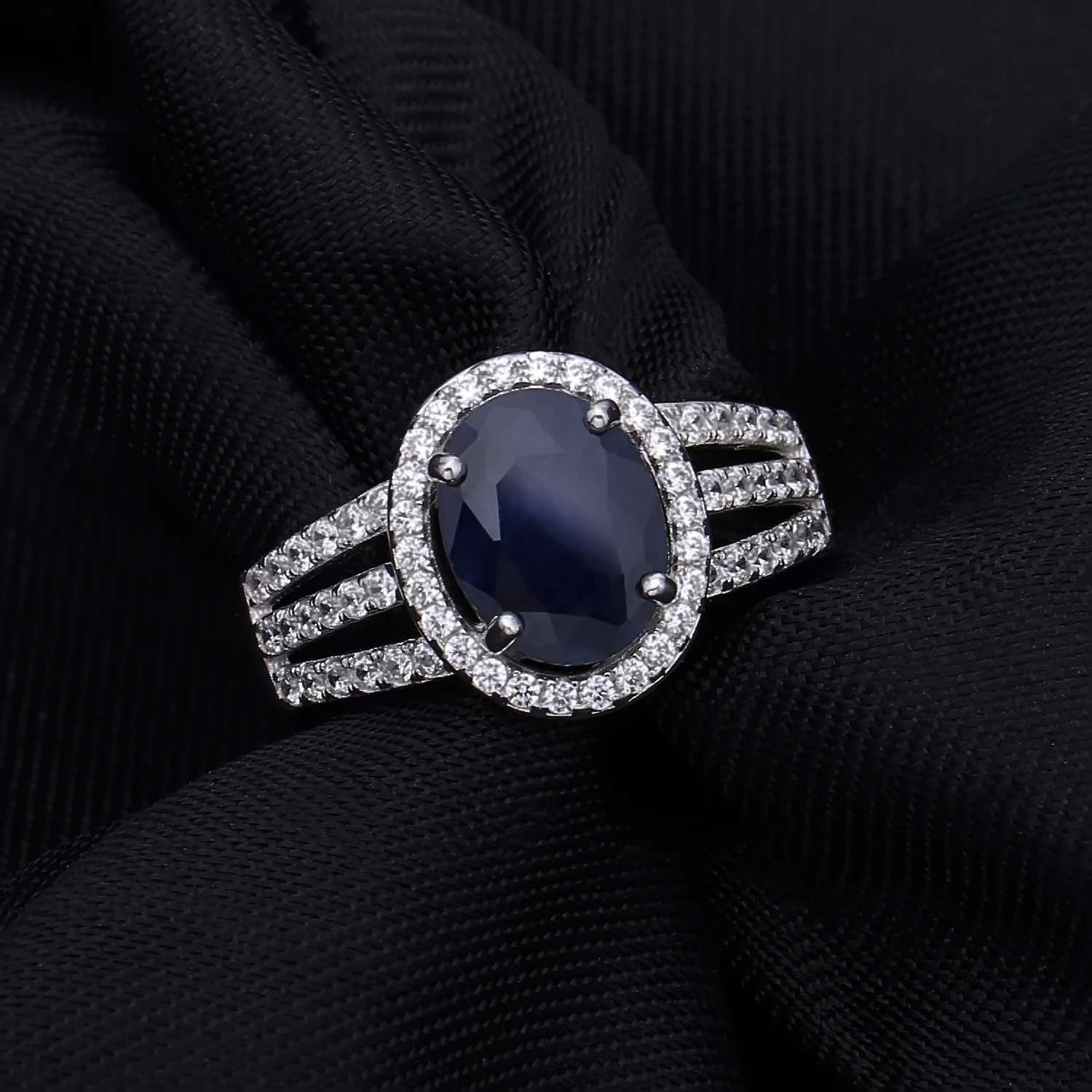Gem's Ballet 2.02Ct натуральный синий сапфир драгоценный камень Обручальное кольцо 925 пробы серебро ювелирные украшения для женщин