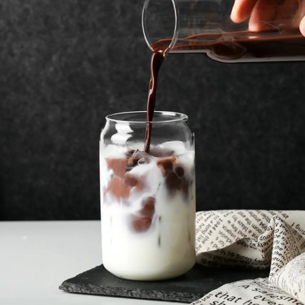 

Creative Glass Cup Can Shape Tea Juice Milk Coffee Mug Wine Glass Drink Cup High Borosilicate Glass Durable Drinkware