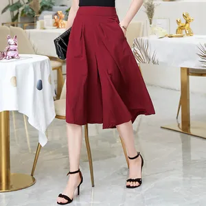 Женские брюки с высокой талией, мягкие свободные брюки с эластичным поясом, широкие, на лето, 2021