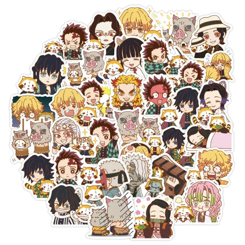 

40PCS/Lot Anime Demon Slayer Kimetsu No Yaiba Sticker Waterproof PVC Skateboard Luggage Motorcycle Guitar Kids Toys Sticker