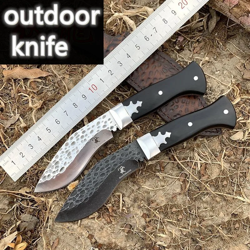 

Outdoor Knife 9cr18mov Ebony Polished Hand Forging Military Tactics High Hardness Straight Knife Collection Stone Wash Scabbard