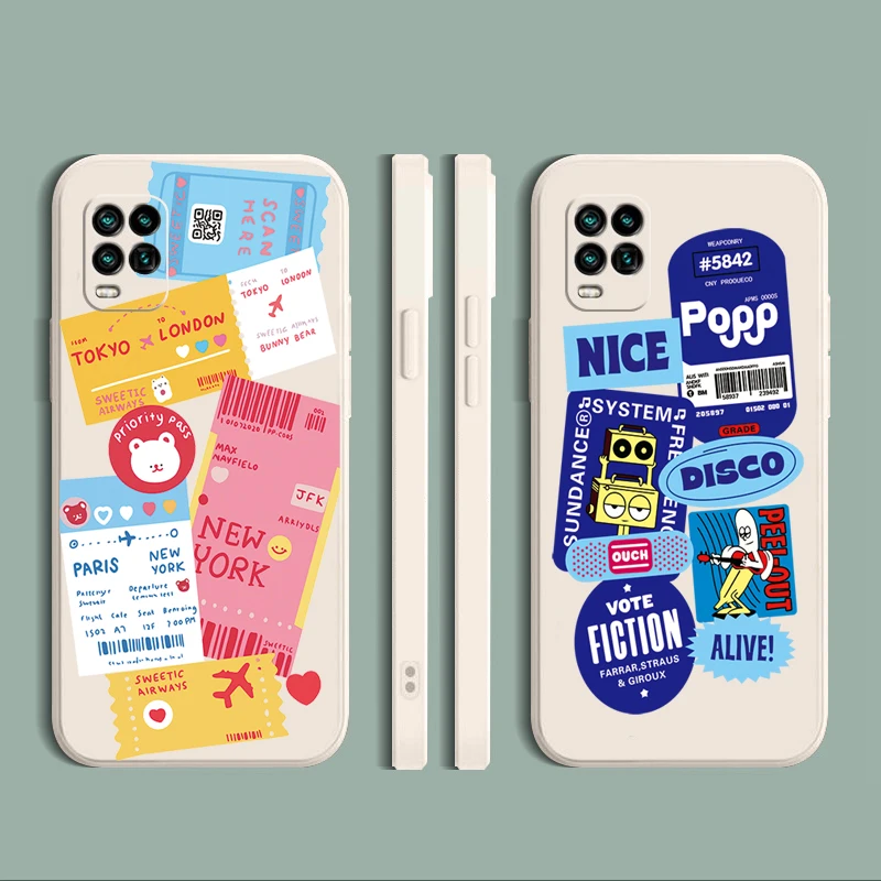 

For Realme C11 C12 C15 C17 8 7 Pro 7i C3 5 5i 5S 6i C25S C25 Phone Case Air Ticket Straight Edge Silicone Protective Cover