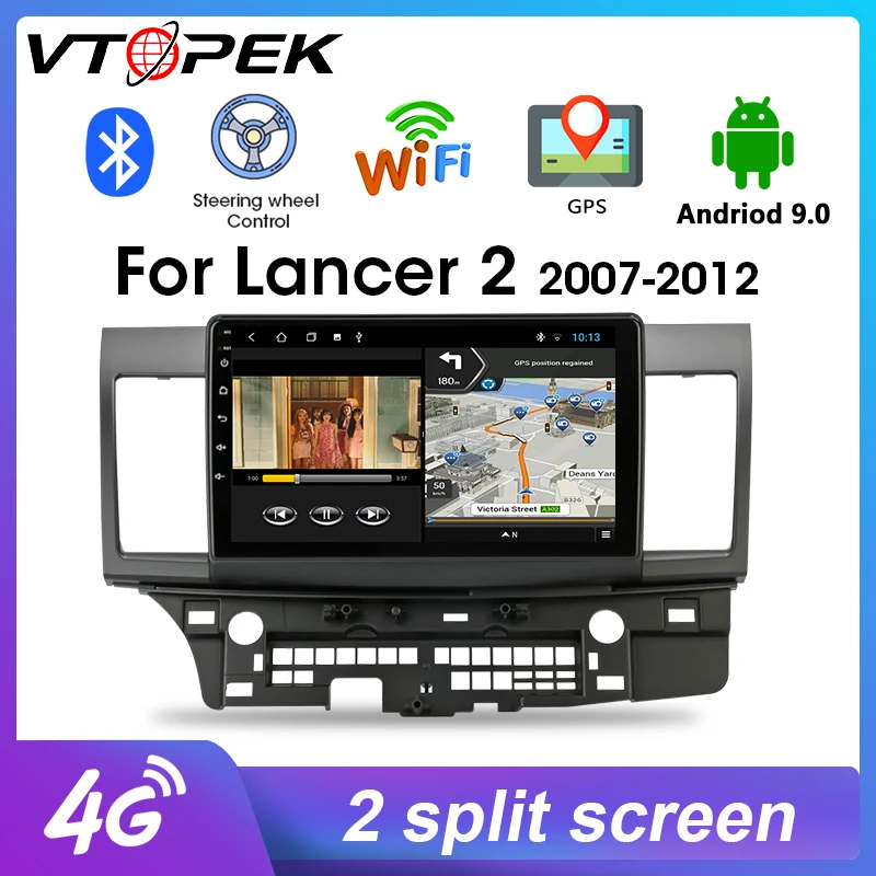 Автомагнитола Vtopek для Mitsubishi lancer 2007-2017 мультимедийный плеер на Android с GPS 2 Гб ОЗУ 32