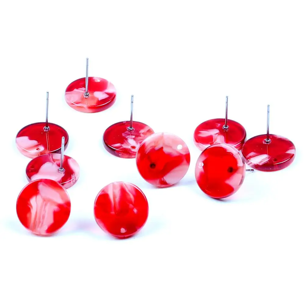 New Fashion Tortoise Shell Stud Earrings Acetate Acrylic Earring for Women Round Circle Studs Boho Ohrringe findings 15mm | Украшения и