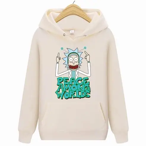 Мужская модная толстовка с капюшоном Rick and marty, новинка, повседневные мужские толстовки с капюшоном, толстовки с принтом, толстовки с капюшоном Rick marty - Цвет: Хаки