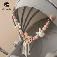 baby toy wooden pram clip baby mobile pram personalize silicone bead pacifier chain chewable silicone rattle baby wooden teether