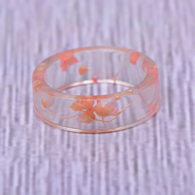 

Resin Ring For Women Finger Decor Flowers Plants Inside Ring Vintage Engagement Ring Novelty Transparent Jewelry Girls Colorful