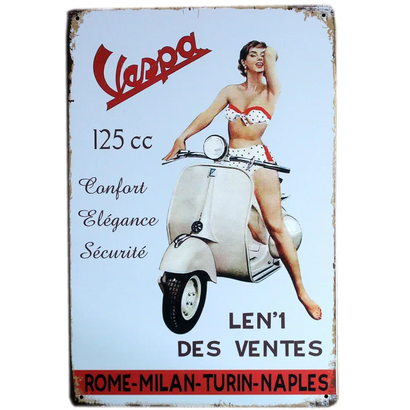 Я люблю Vespa скутер Оловянная металлическая табличка потертая шикарная гаражная пластина настенная паба домашний декор куадро DU-1450A - Цвет: AA-556