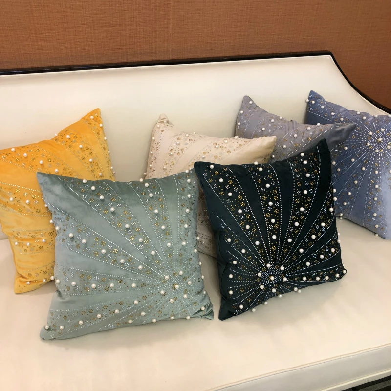 

Diamond Pearl Fashion Simple Velvet Cushion Covers High Quality Soft Pillowcase Festival Car Chair Decoration