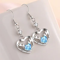 lbyzhan 925 sterling silver new woman fashion jewelry high quality blue pink white purple crystal zircon hot selling earrings
