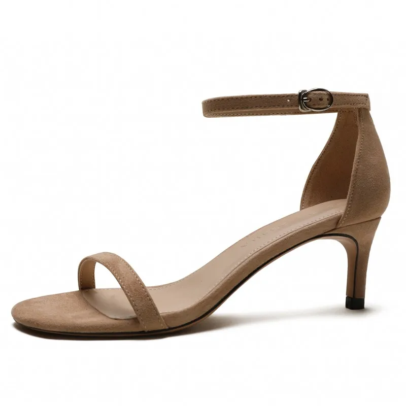 Черного и телесного цвета Женская обувь с открытым носком тонкий высокий каблук