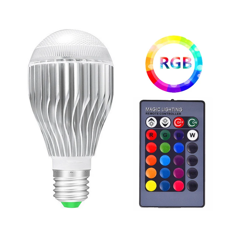 Светодиодная RGB лампа с дистанционным управлением 10 Вт лампочка сменный режим